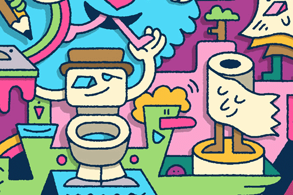 Illustrations and characters for tissue packaging.