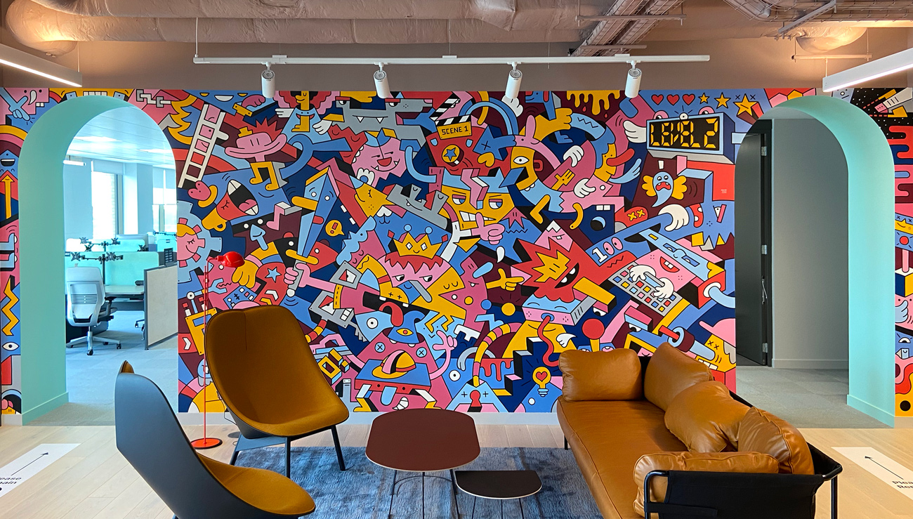 UNITY office mural Mister Phil Illustration